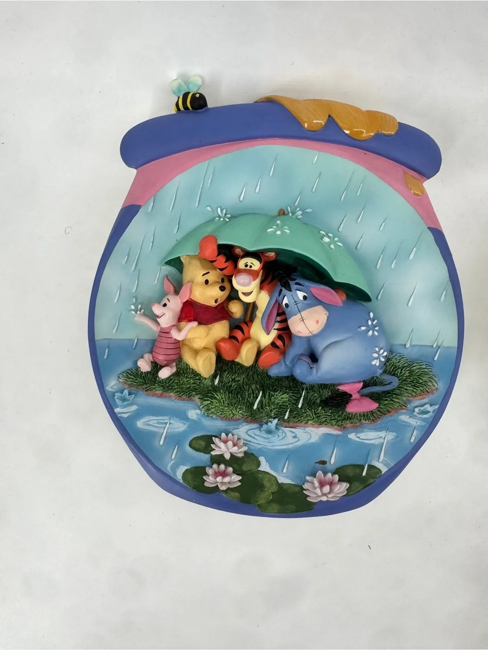 Winnie the Pooh 'Playing Poohsticks' Decorative Wall Plate - Yellow/Red